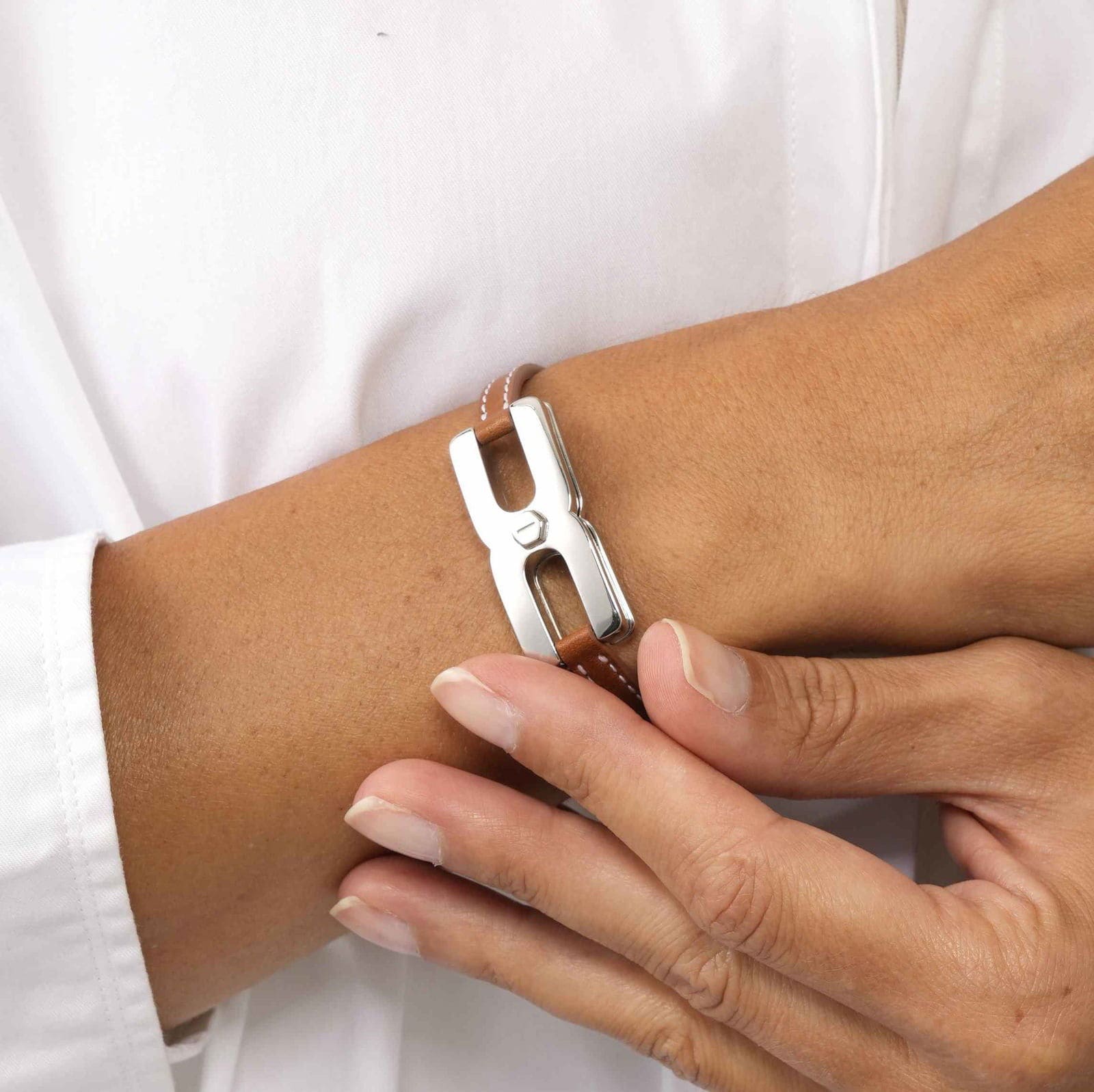 Bracelet Helys H en argent rhodié personnalisable - bijou de deuil- fabrication française Alhiage