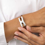 Bracelet Helys H en argent rhodié personnalisable - bijou de deuil- fabrication française Alhiage