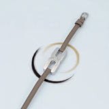 Bracelet Helys K en argent rhodié avec cordon taupe - bijou de naissance personnalisable