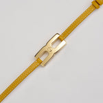  Bracelet Helys Y en or vermeil avec cordon cuir jaune - bijou de naissance personnalisable