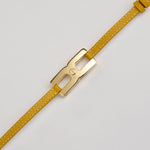 Bracelet Helys Y en or vermeil avec cordon cuir jaune - bijou de naissance personnalisable