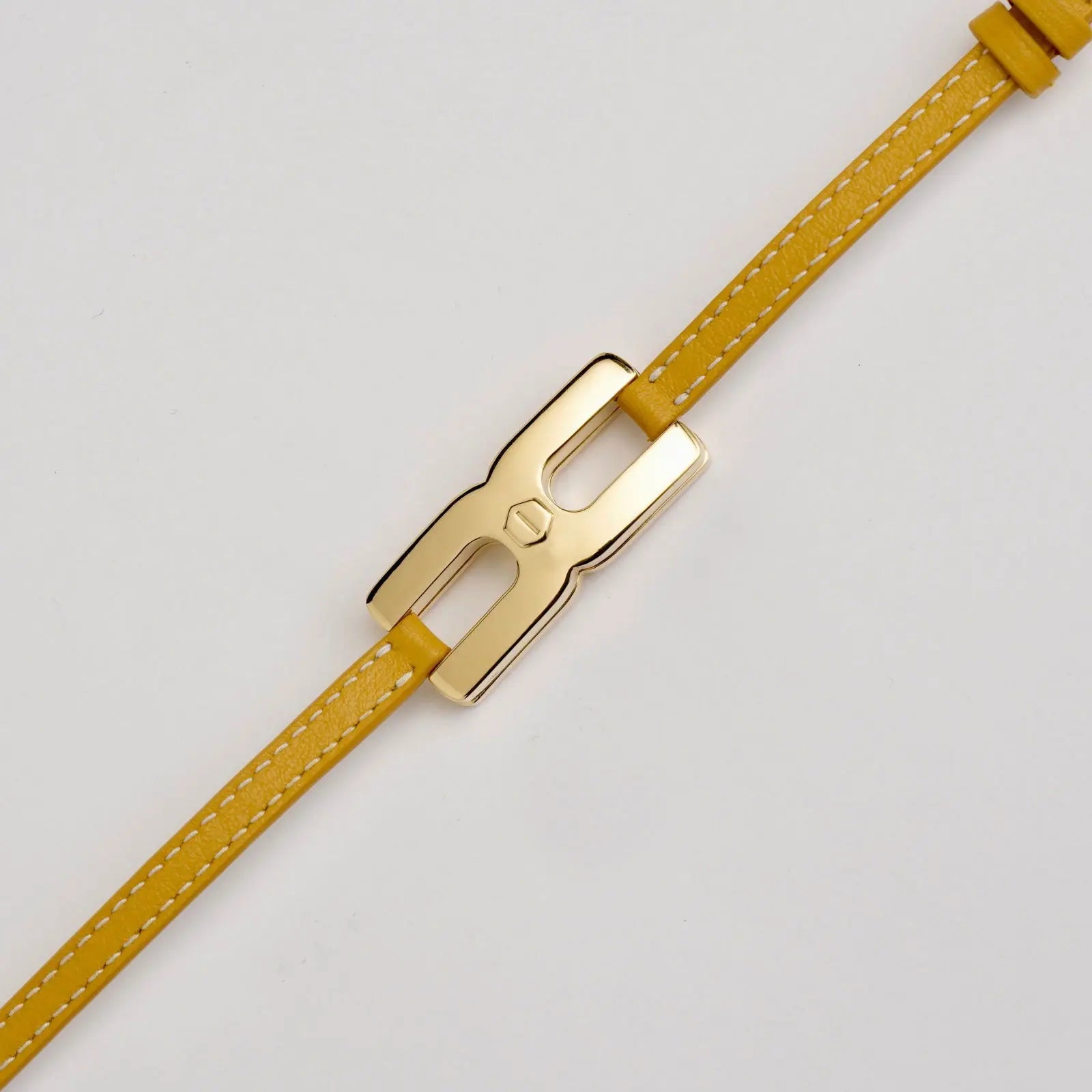 Bracelet Helys Y en or vermeil avec cordon cuir jaune - bijou de naissance personnalisable