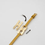 Bracelet Helys Y en or vermeil avec cordon cuir jaune - bijou de naissance personnalisé