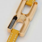 Bracelet Helys Y en or vermeil avec cordon cuir jaune - cadeau de naissance personnalisable