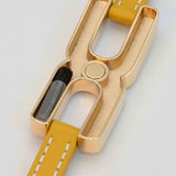 Bracelet Helys Y en or vermeil avec cordon cuir jaune - cadeau de naissance personnalisable