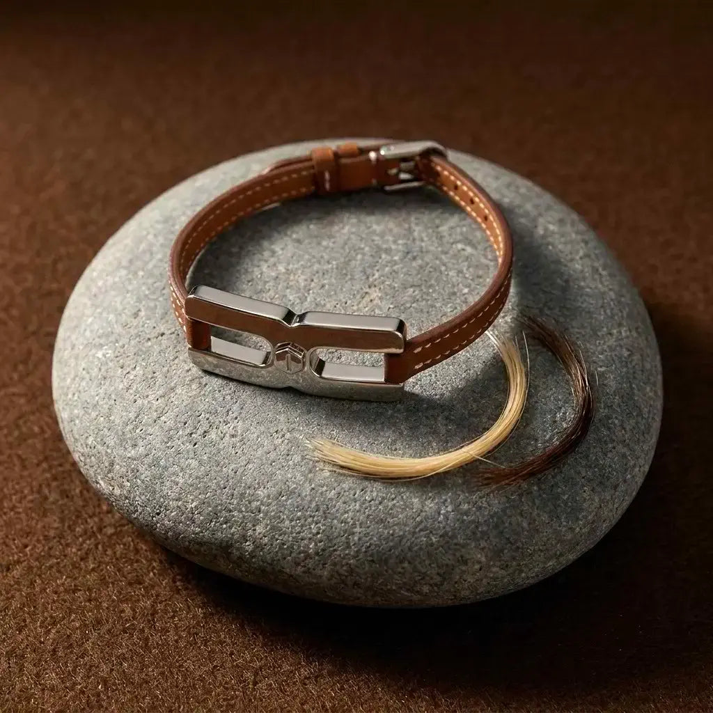 Bracelet Helys H en argent  personnalisable - bracelet cuir homme - fabrication française