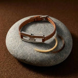 Bracelet Helys H en argent  personnalisable - bracelet cuir homme - fabrication française