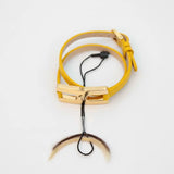 Bracelet Helys Y en or vermeil avec cordon cuir jaune - cadeau de naissance personnalisable